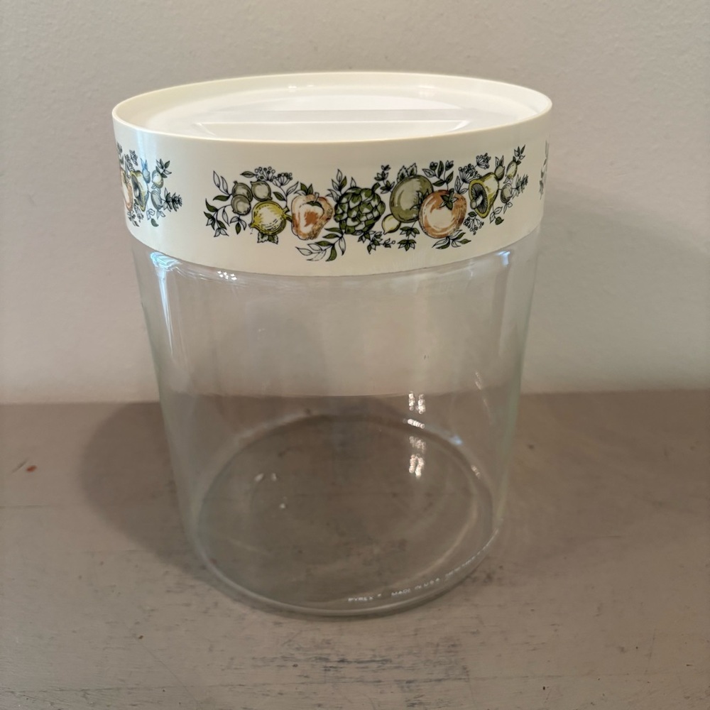 VTG Pyrex Spice Of Life Clear Canister With Lid
